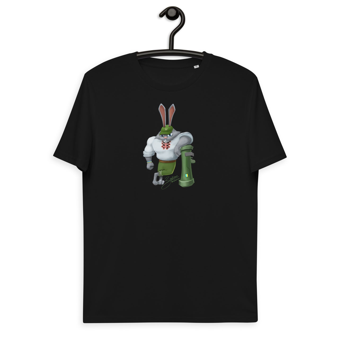 The Rabbit - Зайчик Побігайчик || Unisex organic cotton t-shirt || Black