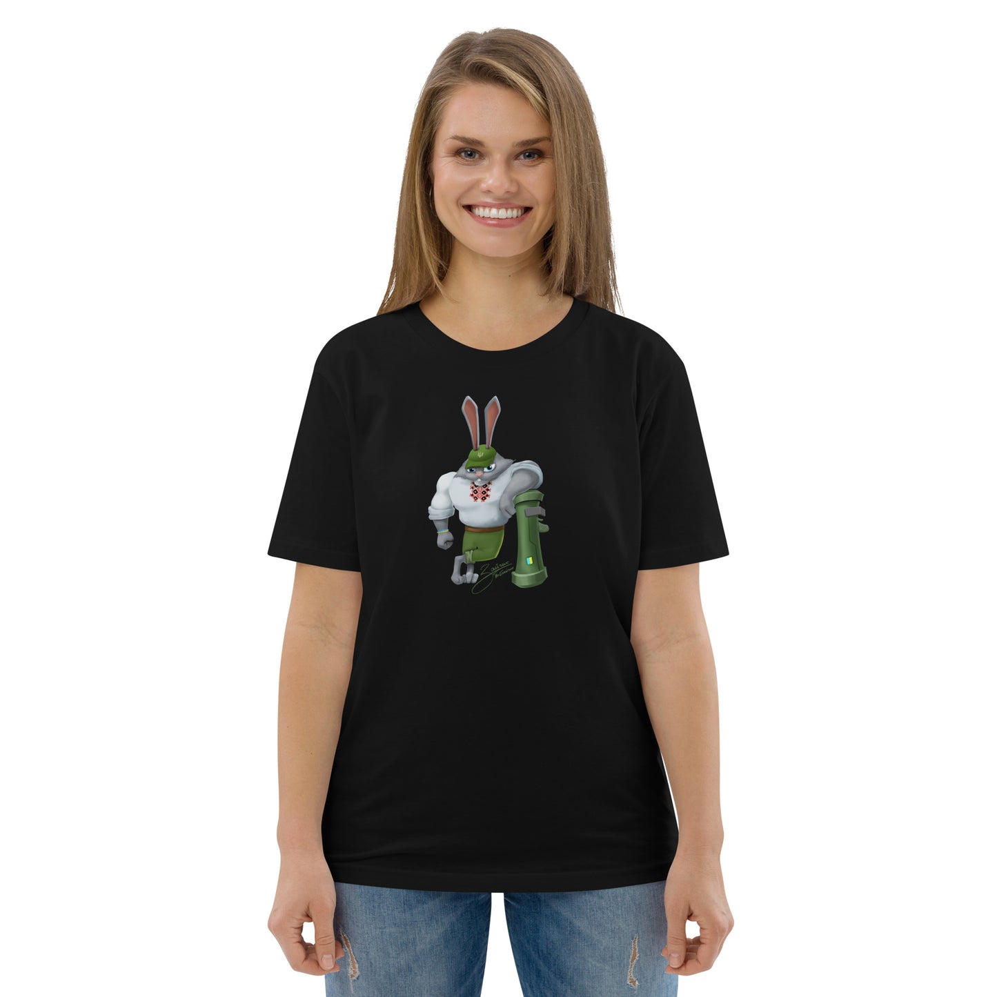 The Rabbit - Зайчик Побігайчик || Unisex organic cotton t-shirt || Black