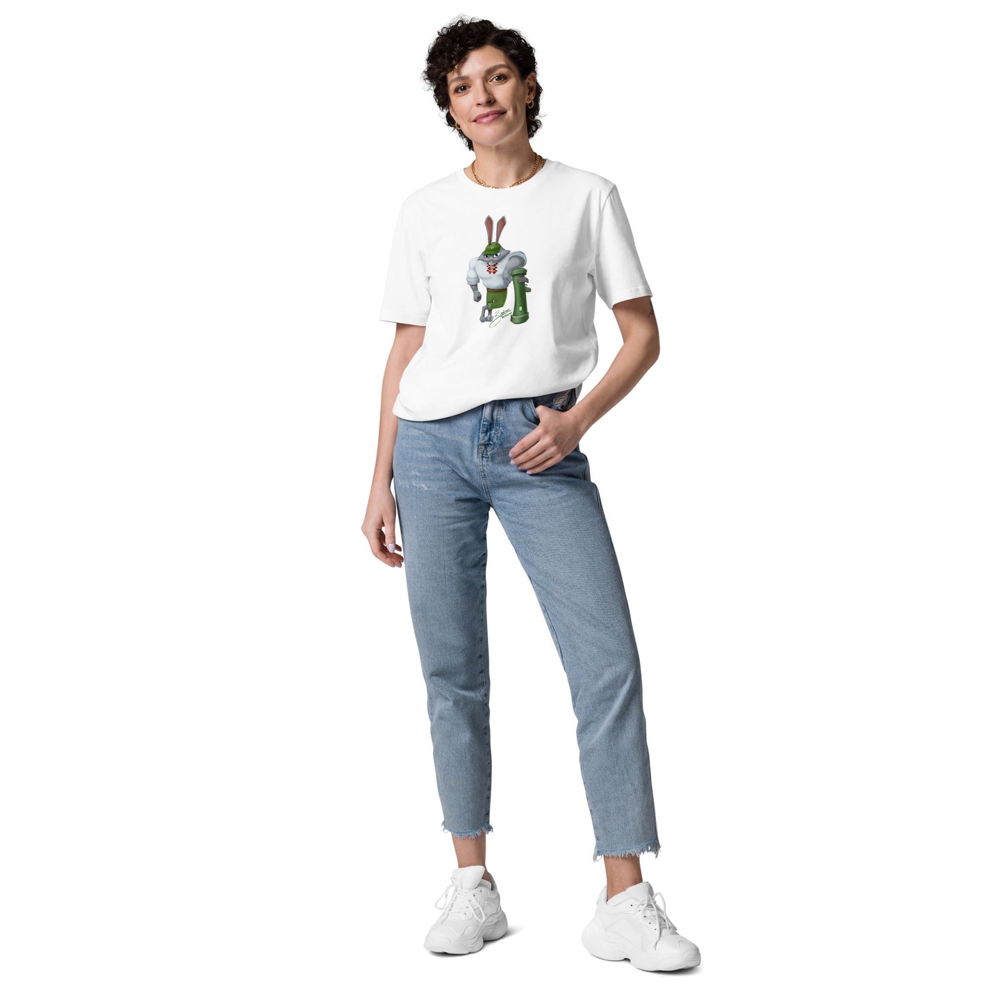 The Rabbit - Зайчик Побігайчик || Unisex organic cotton t-shirt || White
