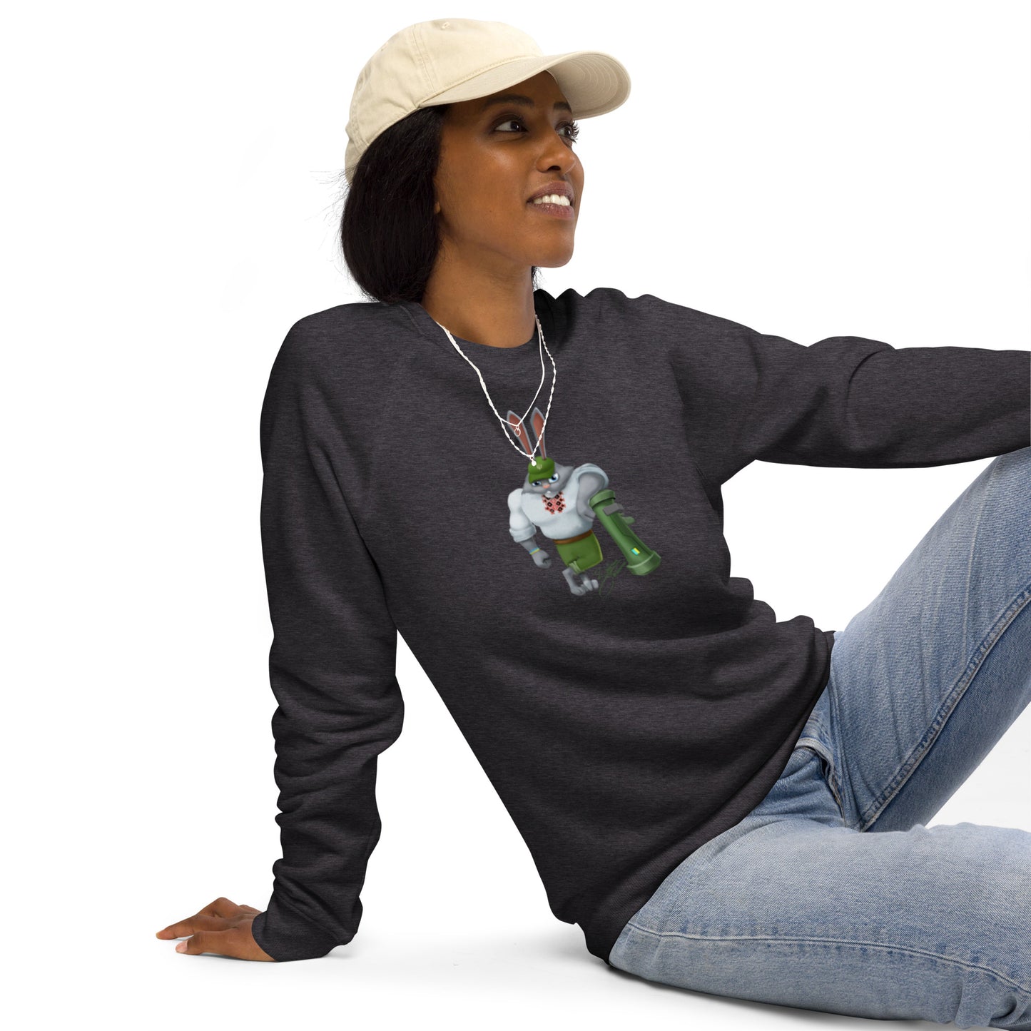 The Rabbit - Зайчик Побігайчик || Unisex organic raglan sweatshirt